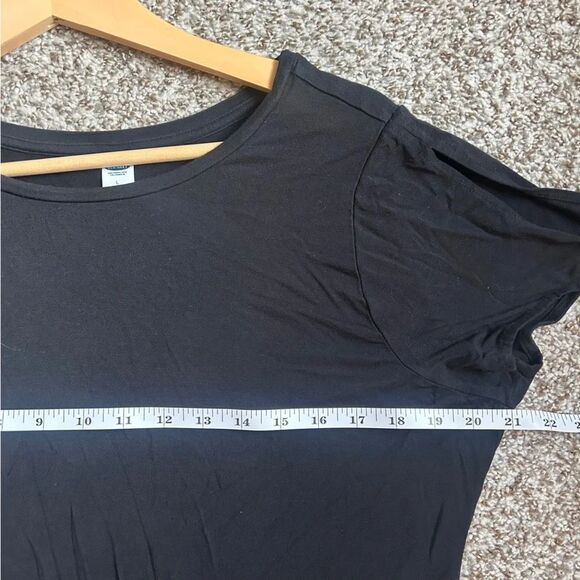 🦋 Old Navy Black Tie-Sleeve Short Sleeve Top Casual Neutral Comfy Stretch Large - Picture 6 of 7